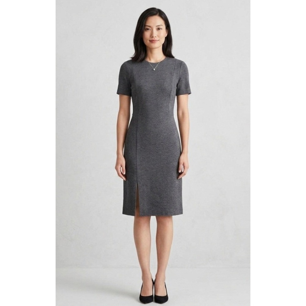 Theory Winstine Refiner Grey Short Sleeve Sheath‎ Dress Size 8 E0726617